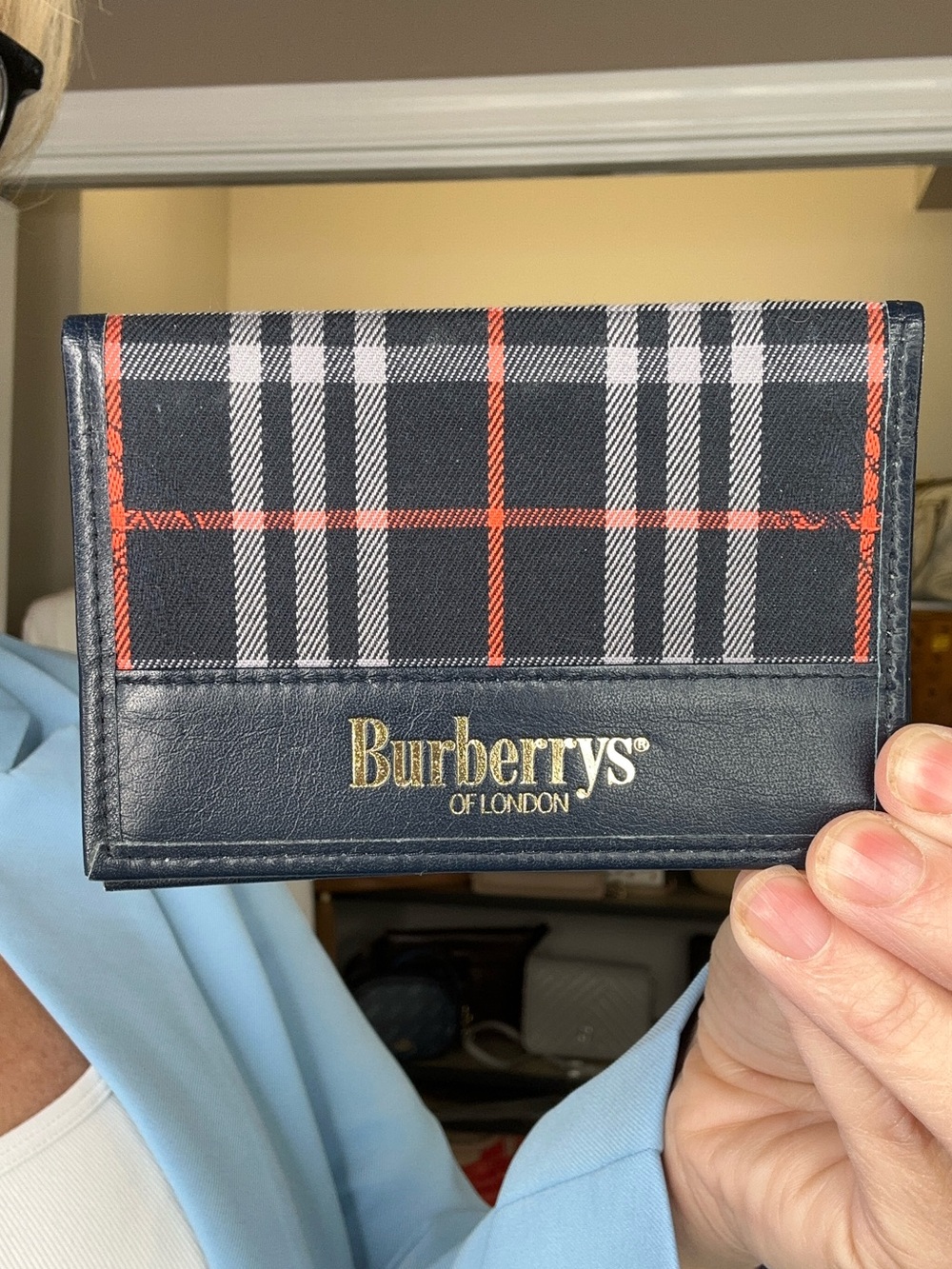 Vintage Burberrys of London Nova Check Bifold Wallet Black Leather Classic